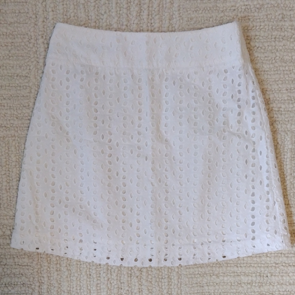 Maison Jules White Eyelet A-Line Skirt